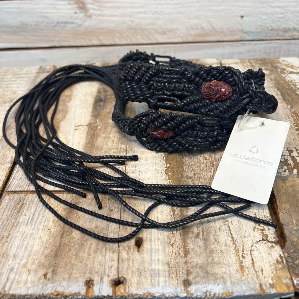 Vintage Liz Claiborne Macrame Rope Tie Belt Boho‎ Western Festival Belt
